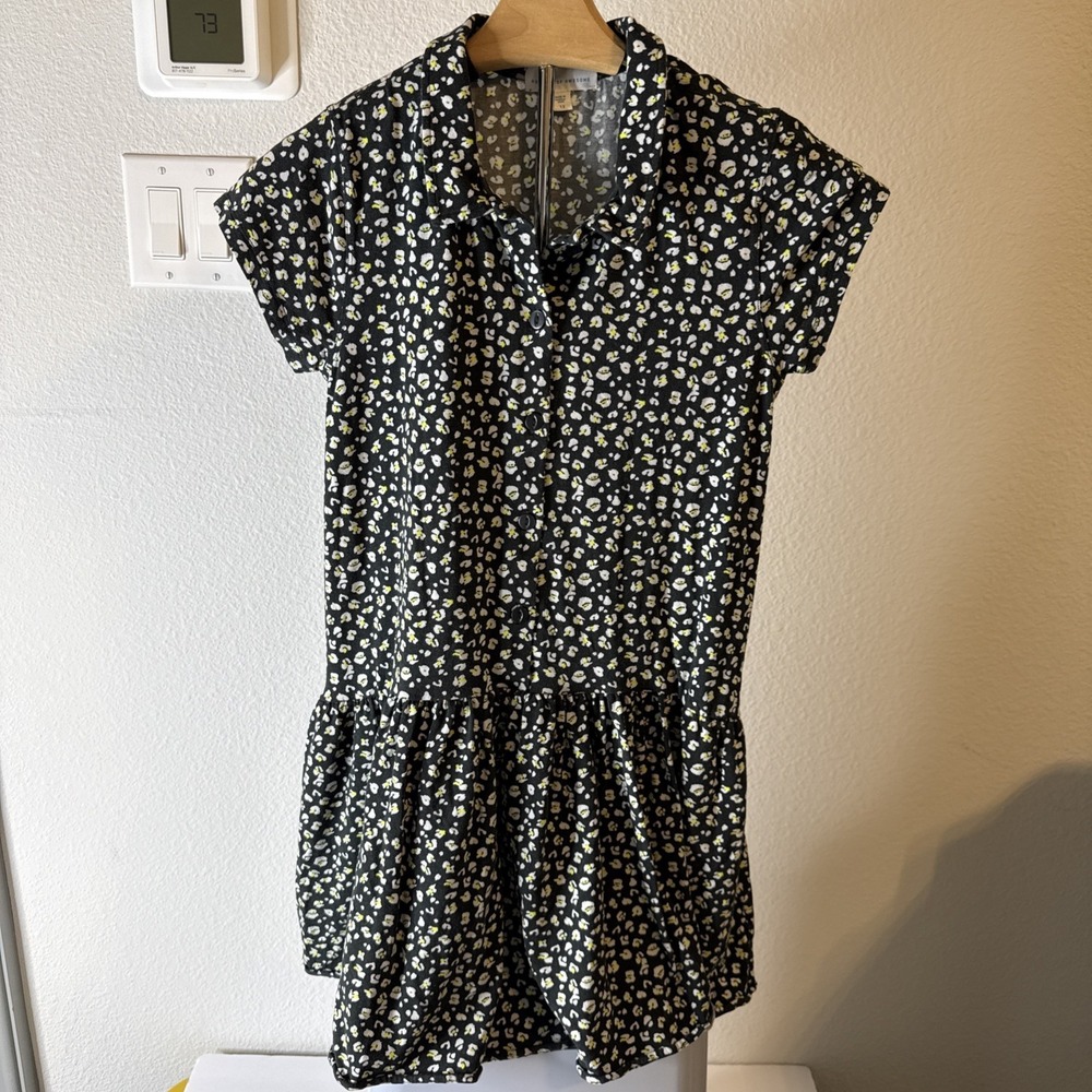 ROCKETS OF AWESOME Juniors Black Multicolor Short Sleeve Drop Waist Dress Sz 12